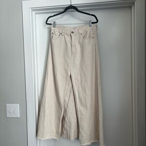 Wide Leg Cream Denim Skirt